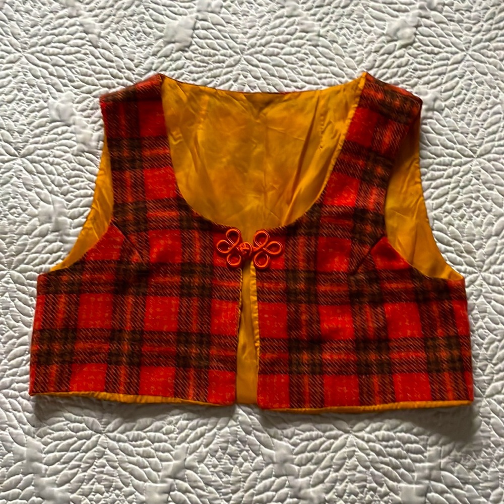 Vintage Plaid Red Mini Vest